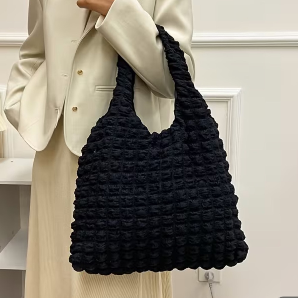 SHEIN Black Quilted puffy hobo bag